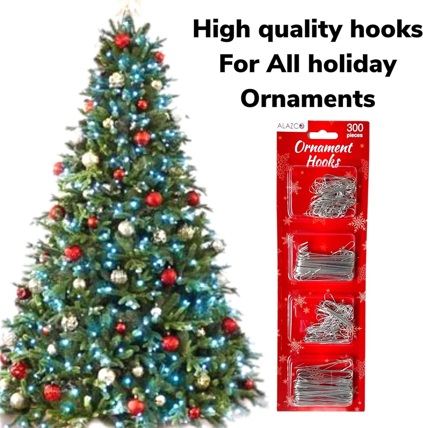 300 Silver Christmas Holiday Ornament Hooks Hang Sturdy Metal for All the Holiday Ornaments & Decorations Hanging on Tree Garlands & Wreaths