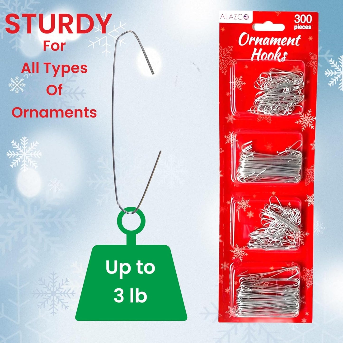 300 Silver Christmas Holiday Ornament Hooks Hang Sturdy Metal for All the Holiday Ornaments & Decorations Hanging on Tree Garlands & Wreaths